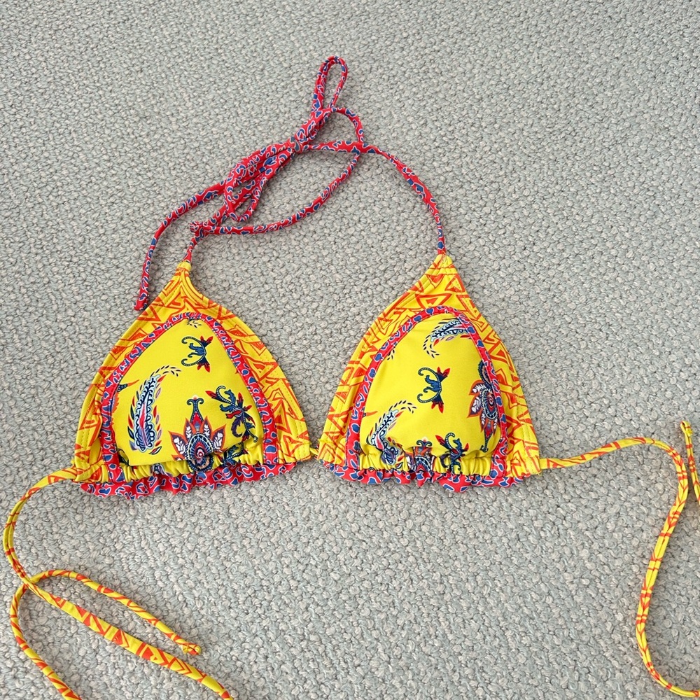 Vibrant Yellow and Red Bikini Top